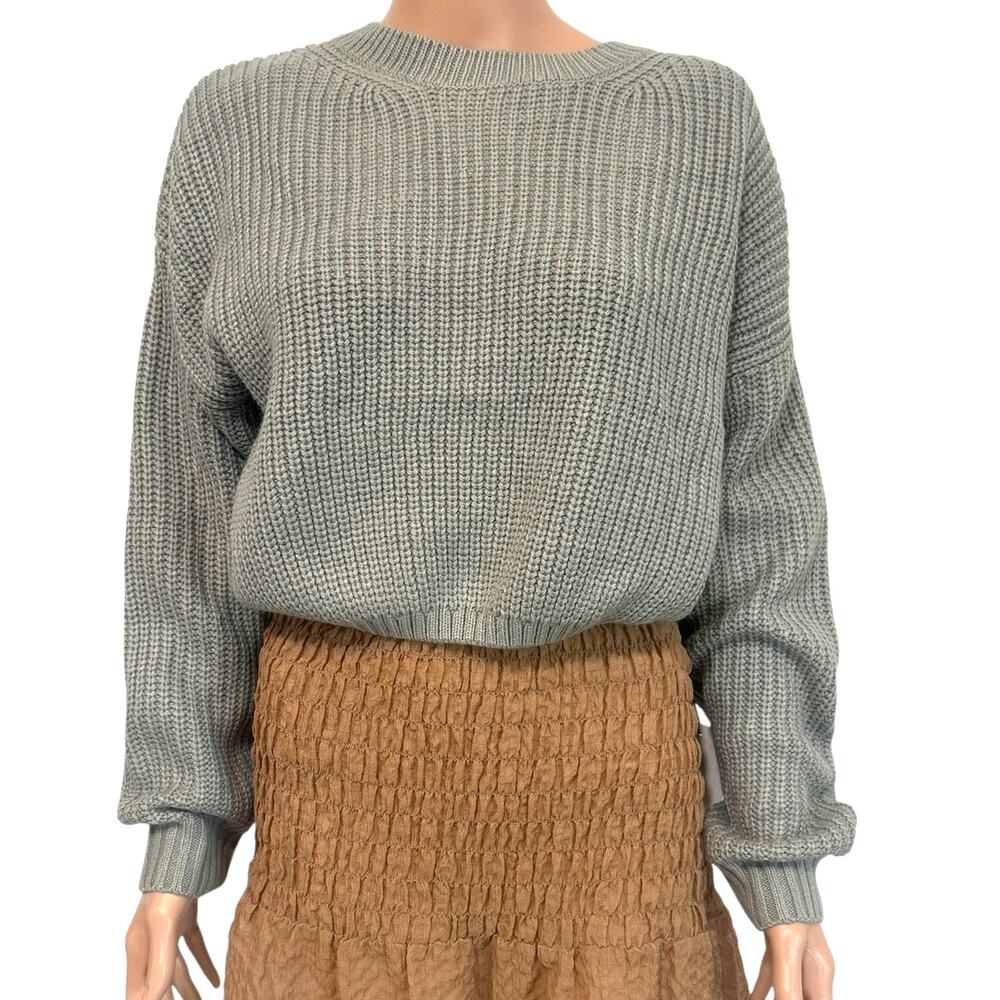 new Elodie XL acrylic knit crewneck cropped chunky sweater SP 3131